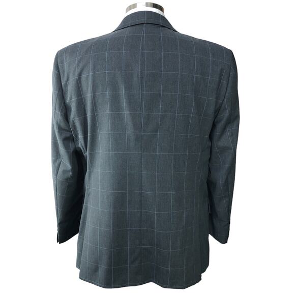 Hart Schaffner Marx HSM Men Size 44S New York Fit Sport Coat Windowpane Grey USA - Picture 7 of 16